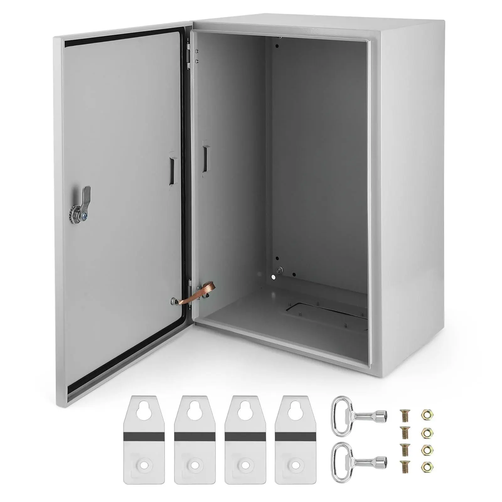 GARVEE 24X16x12 Steel Electrical Box, NEMA 4/4x Steel Electrical Junction Box, IP66 Waterproof & Dustproof Hinged Enclosure - Lockable, with Mounting Plate, for Indoor/Outdoor Electrical Projects