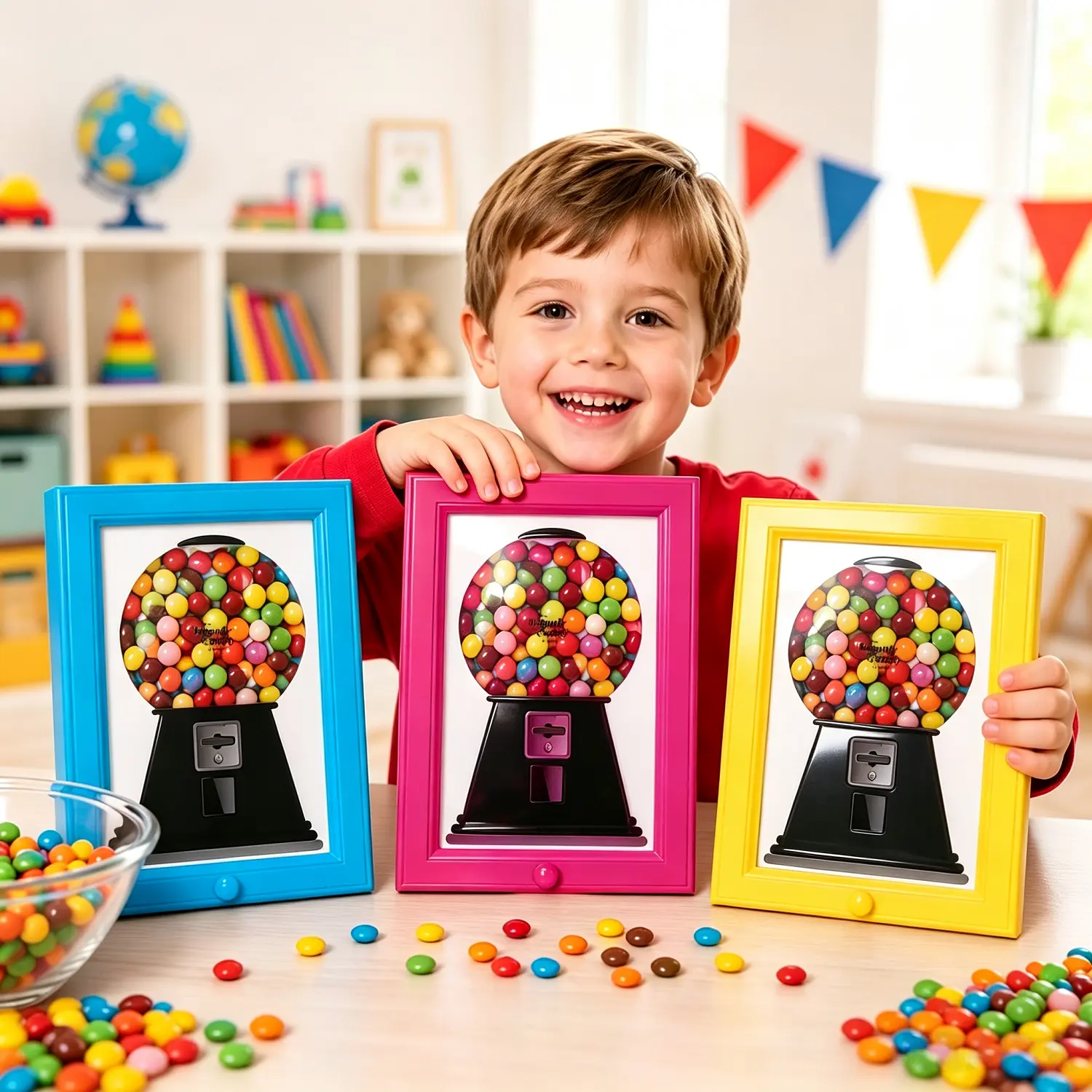 Candy Dispenser Picture Frame, Picture Frame Candy Dispenser, Handy Wall Mounted Gumball Machine Dispenser, Photo Wall Mount for Hanging or Tabletop Pet Snacks