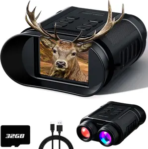 Night Vision Goggles - 5W Upgraded 4K HD IR Binoculars - 8X Digital Zoom, Rechargeable Binoculars with Camera Built in, 32GB Card to Save Photos and Videos, Flashlight (Black)