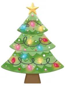 12.5"H Metal/Embossed Christmas Tree