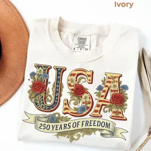 Comfort Colors Comfort Colors Retro Usa 250 Shirt, Independence Day Shirt, Celebrate 250th Anniversary Shirt Usa Flag Tee 4th of July Shirt Patriotic Gift Cotton Graphic Tees Funny Shirt Tee