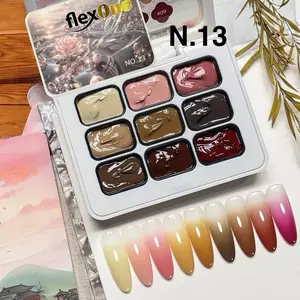 FlexOne N.14 Set of 9 Colors Summer Thick Gel for Ombre Nail Design FlexOne Nail Art Products
