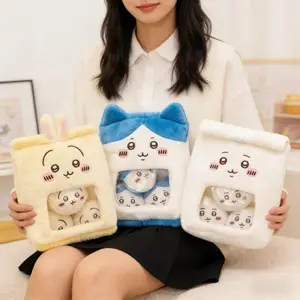 Chiikawa Hachiware Snack Bag Plush Pillow Soft Anime Stuffed Bag with 4 Mini Plushies Inside Adorable Kawaii Usagi Toy Gift Girl