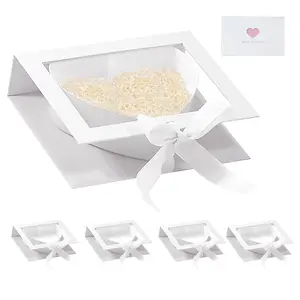 Mother's Day Heart Shaped Boxes for Flower Arrangements Heart Gift Box with Transparent Window Lids for Mom Bridesmaid Proposal Wedding Birthday（Pink/Red/White/Black）