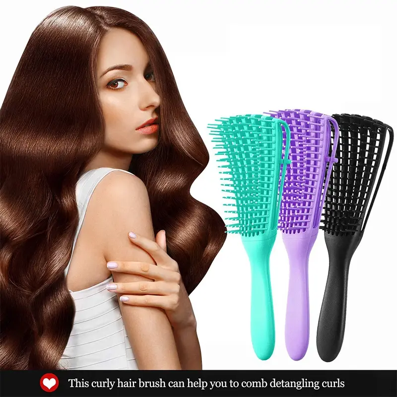 Pack of 3 Octopus Combs, Detangling Brush for African Textured Hair, Suitable for Curly, Oily, Wet or Dry Thick Hair, for Women