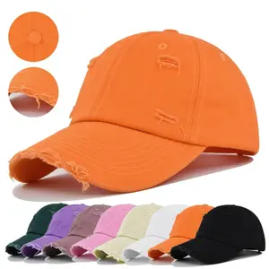 Distressed Vintage Baseball Hat, Adjustable Unisex Cotton Dad Cap
