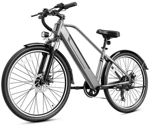 Yoloway YC1 Electric Bike 26", Peak 1000W, Up to 25mph, Up to 40 Miles, Removable Battery, 7-Speed, Front Suspension (Grey)