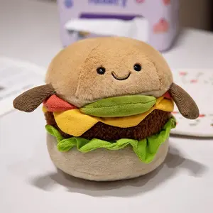 Lifelike Cheese Burger Plush Toy - 15cm Soft Plush Doll with 100% Cotton Material for Birthday Decor