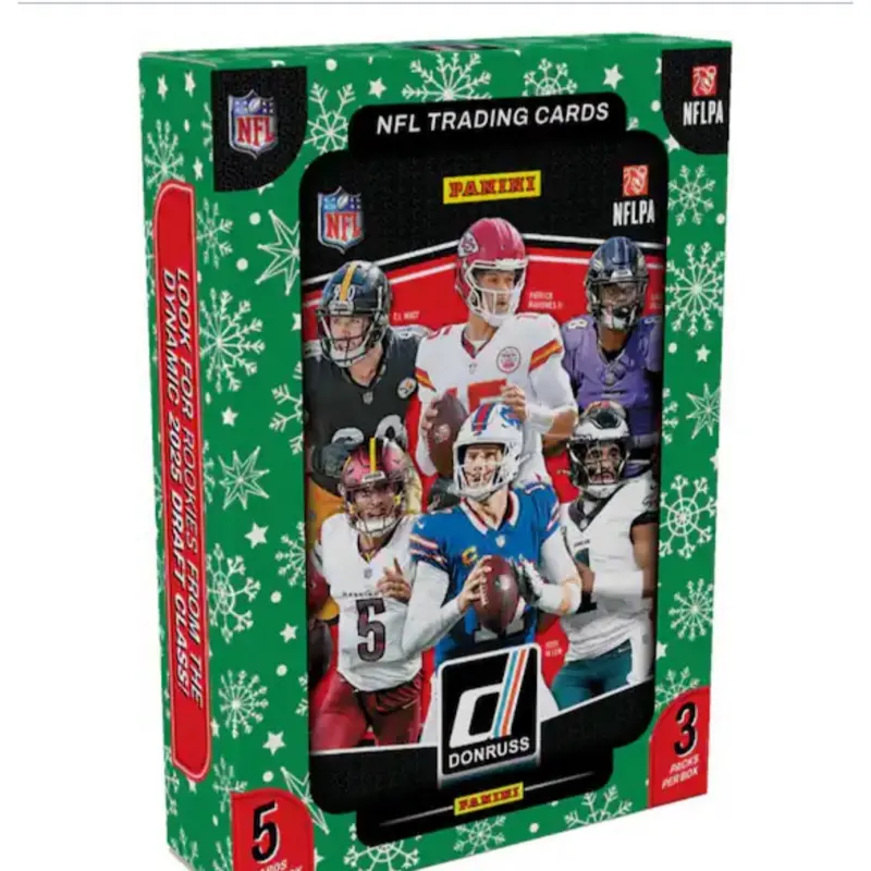 Donruss 2025 NFL Trading Cards Holiday Tins Downtown Hunt!