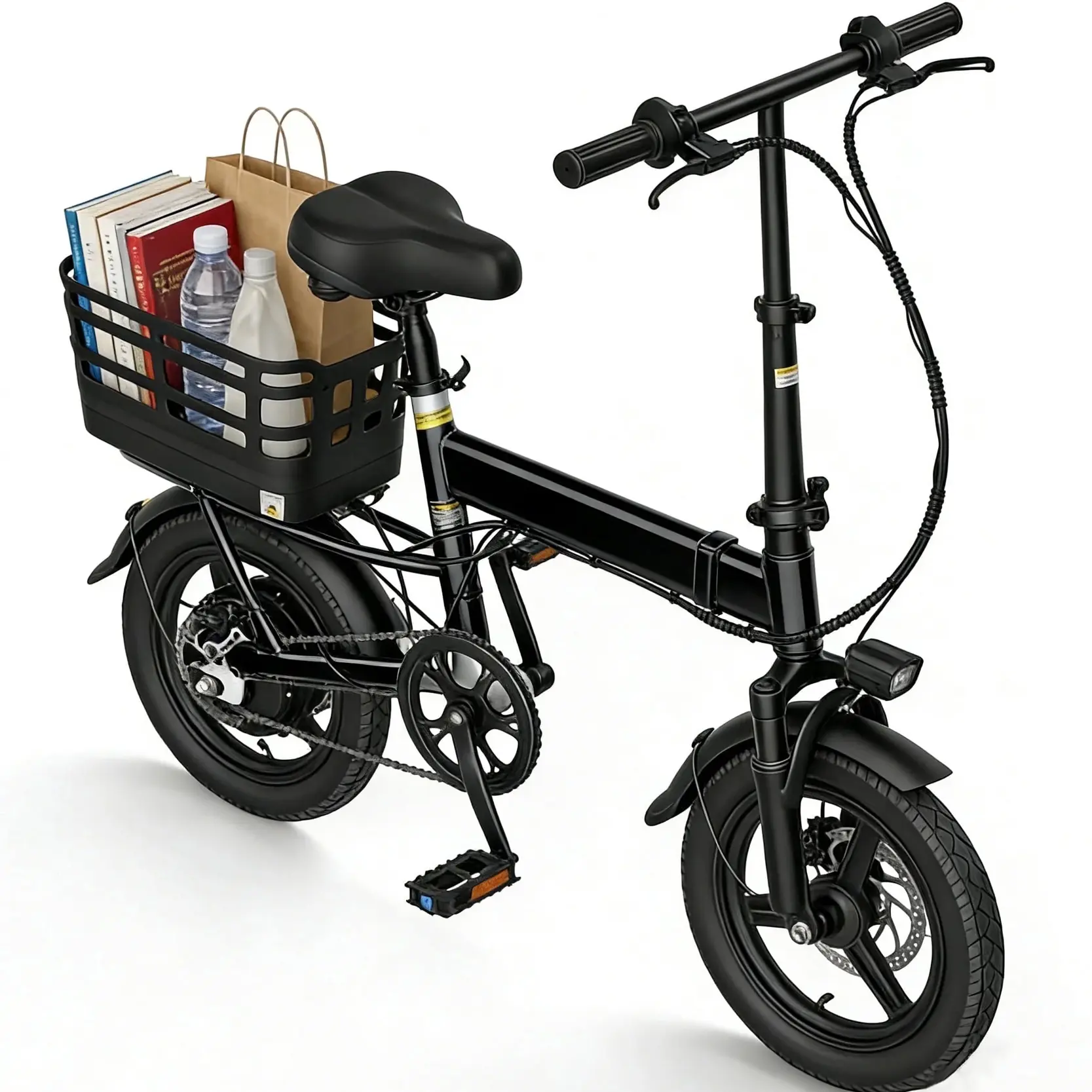 Folding Ebike - 14” Folding Electric Bicycle with 500W Motor,36V 12Ah built-in battery, 20MPH Top Speed, 35-mi Range, Adjustable Handlebar & Seat, 3 Riding Modes