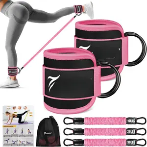 Ankle Resistance Bands with Cuffs,  and Glutes Workout Equipment, Resistance Bands with Ankle Straps for  Machine Kickbacks, Booty Workouts, Lower  Exercises -  Gym Exercise Equipment