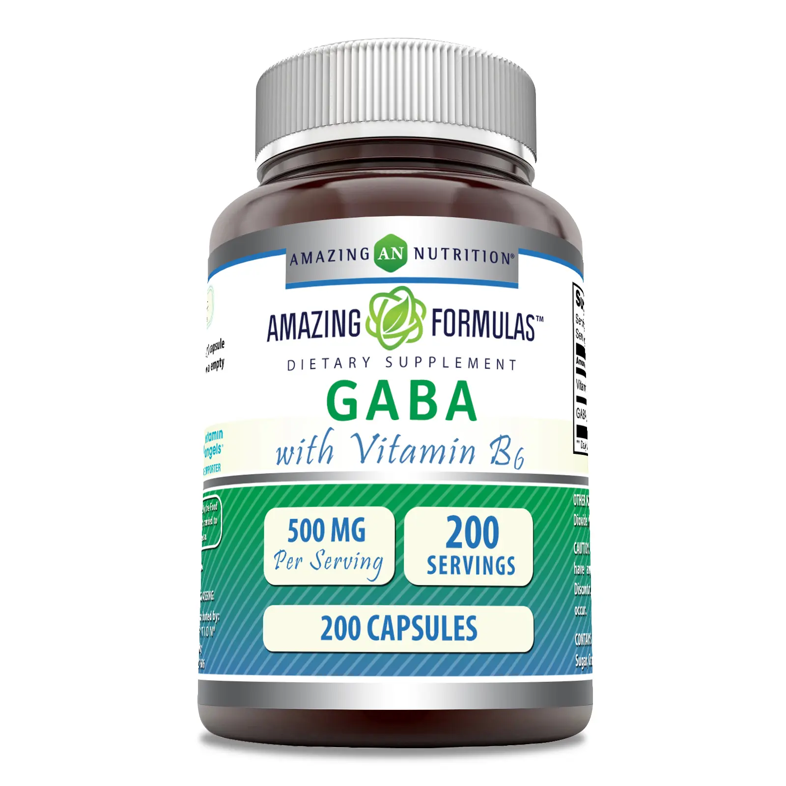 Amazing Formulas Gaba with Vitamin B6 Supplement | 500 Mg per Serving | 200 Capsules | Non-GMO | Gluten-Free | Made in USA