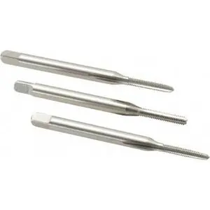 Cleveland Right Hand 3-Piece High Speed Steel Twist Drill Tap Set, #2-56 UNC, 3-Flute, Bottoming Plug & Taper Taps, Bright Finish, 1.75" OAL