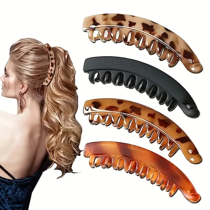 4pcs banana clip Simple vertical hair clip temperament hair clip ponytail clip back head clip