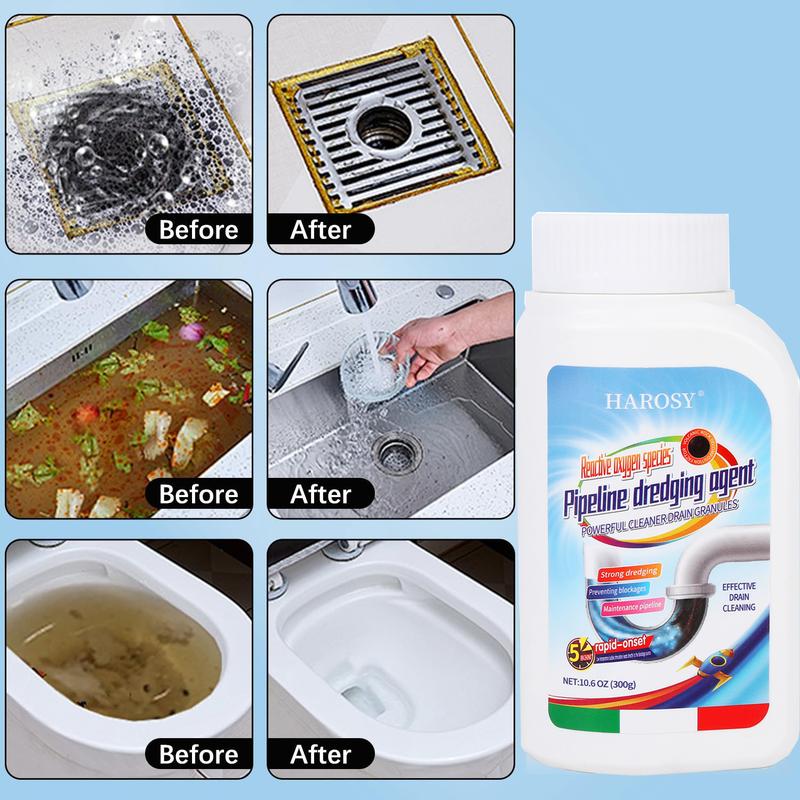 Pipeline Dredging Agent, Drain Clog Remover, Kitchen Unblocker, Pipe Unclogger, Sink And Drain Cleaner Powder, Powerful Solution for Kitchen, Bathroom, Toilet & Sink