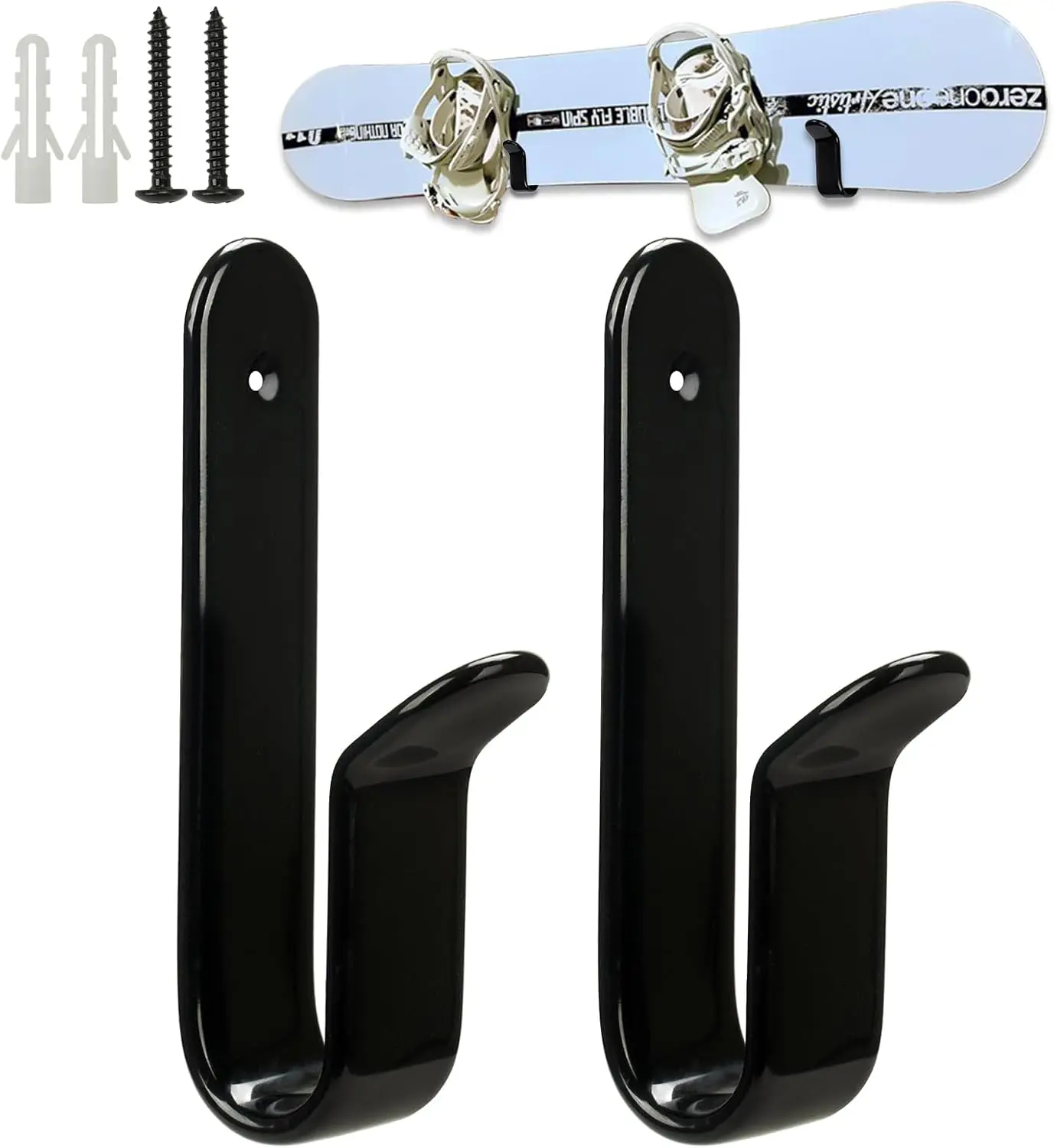 Snowboard Wall Mount Clips, Horizontal Skateboard Wall Mount，Snowboard Display Stand for Room, Garage