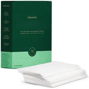 Laundry Sheets, Scent-Free (32 Loads), The  Plastic Free Detergent Strips, Ideal for TravelHome Use. -Easy Dissolve, True Eco-Wash
