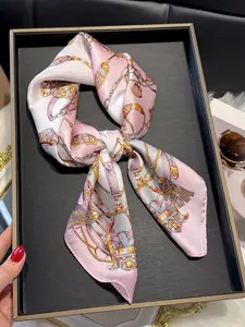 Chain Print Square Scarf, Fashionable Soft Lightweight Scarf for Women, Casual Versatile Accessories for Daily Wear, Fashion Accessories for Party, Daily Clothing Decor