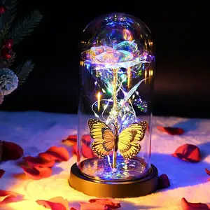 Galaxy Rose  Rose  Glass Rose in Dome Automatic Color Change Led Light String on The  Rose  Gifts for Women, Christmas, Wedding,Valentine's Day, Anniversary and Birthday