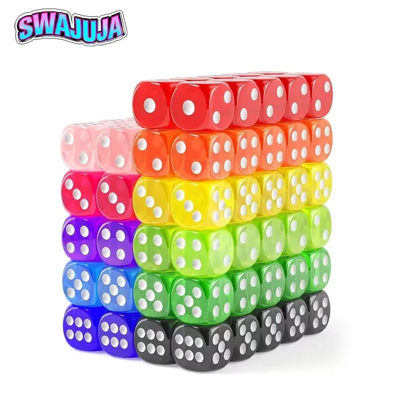 110 Pcs  acrylic dice set, 11 colors, six-sided, mini size, bulk tabletop game dice, suitable for party decorations, holiday gifts, easy to hold, grab, and throw, Durable
