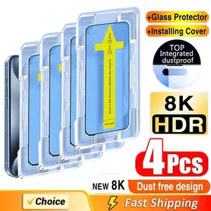 4Pcs 8K High Definition Tempered Glass For iPhone 17 Air 16 15 14 13 12 11 Pro Max X XS XR 7 8 Plus Protective Screen Protectors