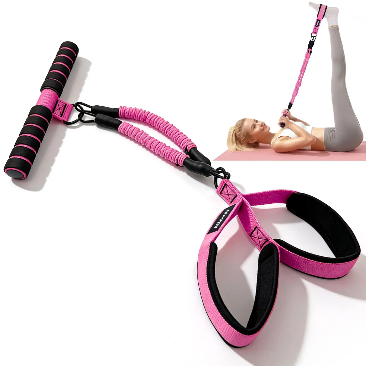 KUZARO Pedal Resistance Band with Handles – Full Body Workout for Abs, Legs, Arms & Core, Home Fitness Trainer summervibes summerwins