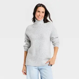 Women's Long Sleeve Textured Mock Turtleneck Pullover Sweater - Universal Thread