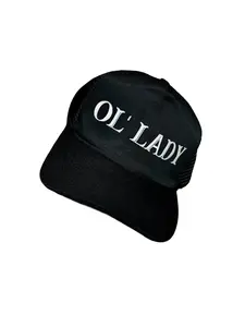 TheDriveClothing Ol' Lady Curved Bill Black Hat - Snapback Cap with White Print, Mesh Back, One Size Fits All, Premium Classic Look