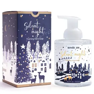 ROMIIE ZOI Christmas Foaming Hand Soap with Gift Box - Silent Night, Infused with Fresh-Cut Spruce Branches Aroma - 500ml/ 16.8 fl. oz Floral Scent