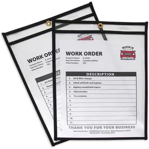 Stitched Shop Ticket Holders, Both Sides Clear, 9 x 12 Inches, 25 per Box (46912)
