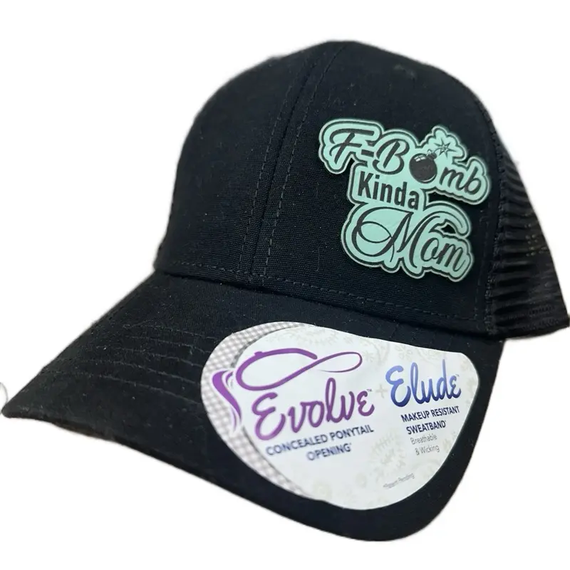 Color Rush series  FBomb Mom ponytail hat womens Sports Cap Trucker Cap Black Snapback