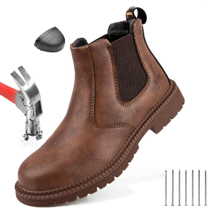 Safety Boots Men Steel Toe Shoes Work Anti-smash Anti-puncture Indestructible Sport Protective Safety Shoes New Fashion Anti-slip wear resistant work hiking boots sneakers Work as hiking