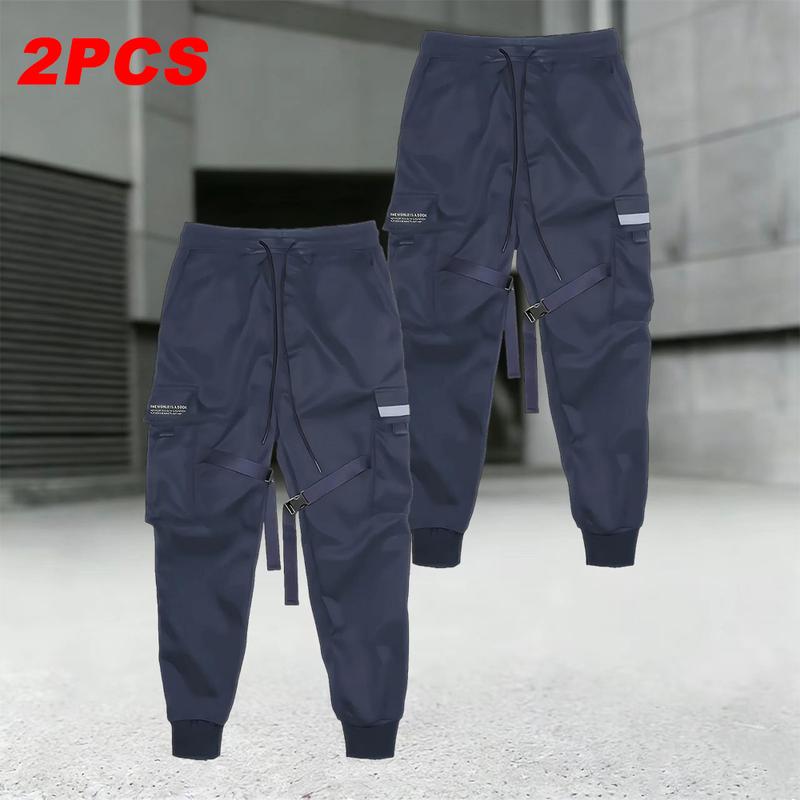 Men's Relaxed Fit Outdoor Hiking Pants Spring & Autumn, 2-Pack, loose work pants with multiple pockets, drawstring waistband, lightweight breathable fabric, perfect for hiking, camping, and everyday casual wear