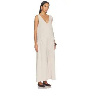 BUMPSUIT Oversized Linen Jumpsuit in Taupe