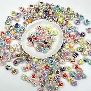 (50PCS)Hand Painted Beads Mix - Vibrant Colors for DIY Crafts & Jewelry Making - Perfect for Embellishments(Mixes do change, picture may not be accurate)