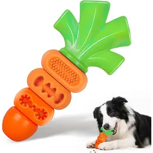 Dog Toys for Aggressive Chewers Bacon Flavored: 7" Tough Dog Chew Bone, Hard Nylon & Rubber Teeth Cleaning Toy, Carrot-Shaped Dog Chew Toy for Large Medium Breed 20-70lbs