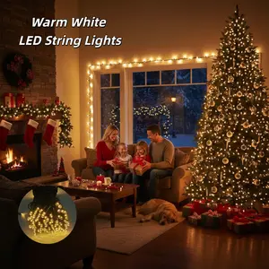 Extra Long Warm White Christmas String Lights with Green Wire, Plug-in Waterproof Fairy Lights for Indoor Outdoor, US Plug Non-Connectable Christmas Tree Light Holiday Decoration Light  LED Christmas Lights Set