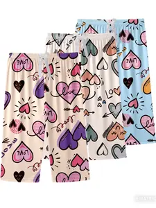 3-Pack Women's 7/8 Sleep Pants, Bow Heart Love Print, Plus Size Floral Summer Pajamas, Loose-Fit Casual Homewear, Thin Comfortable Shorts, Cute Loungewear Pjs Womenswear