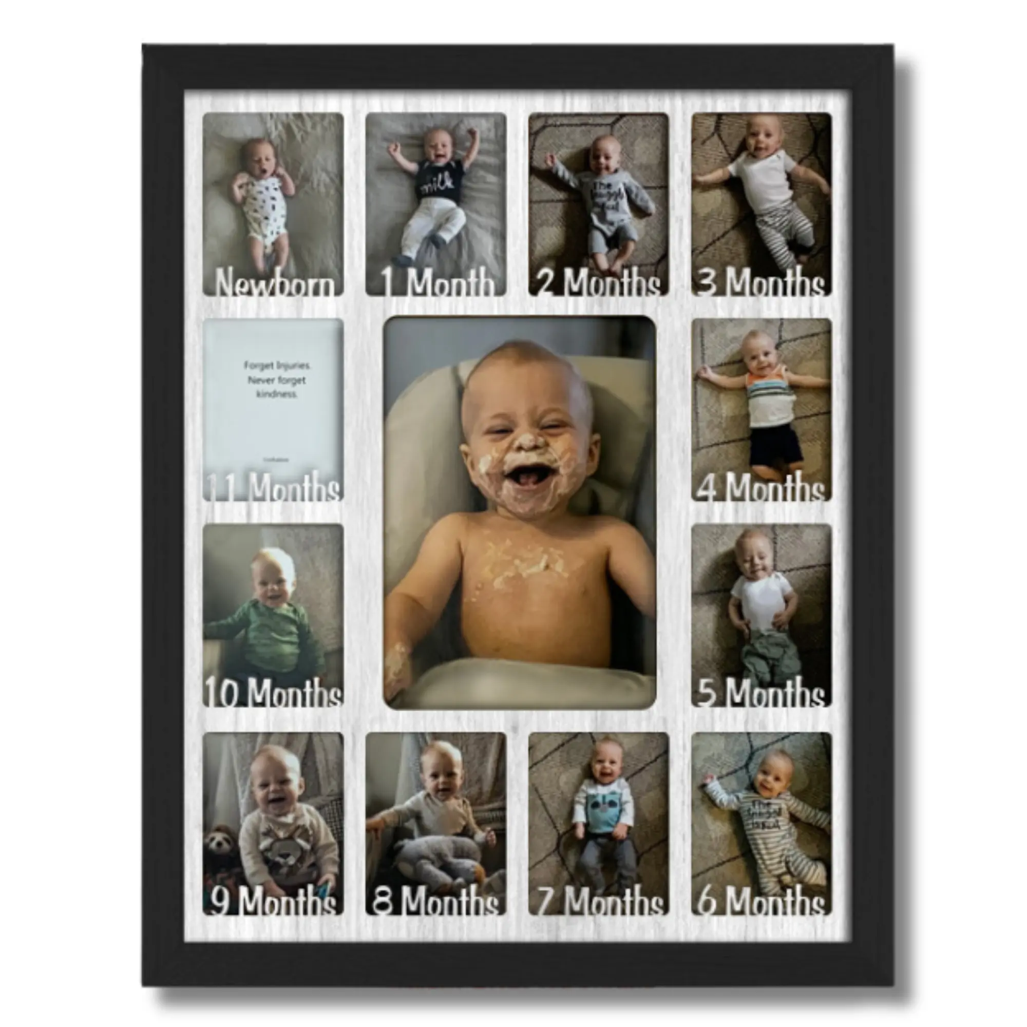 Baby First Year Picture Frame - Personalized with Baby's Name - Holds 2.5 x 3.5 Newborn Photos