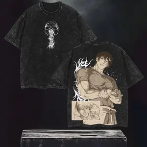 valentine shirts Toji Fushiguro Oversized Washed T-Shirt – Jujutsu Kaisen Vintage Anime Graphic Tee, Dark Assassin Aesthetic, Gift for Anime Lovers