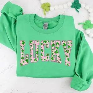 Lucky Clover Sweatshirt for St Patrick's Day, Simple Holiday Pullover, USA-Made & Printed Apparel	