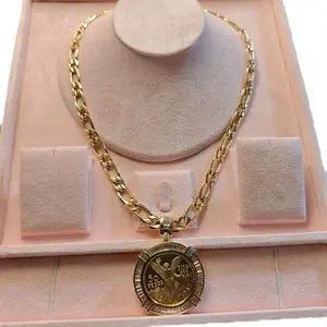 Men's 18k Gold Plated Centenario Link Cuban Necklace 22inches fashionable