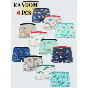 6pcs ' Dinosaur Boxer Briefs Underwear - Soft Stretch & Briefs with Dino Print (T-Rex, Stegosaurus, Triceratops) - All-Season, Easy Diaper Change Snap Closure, Cute Multicolor Swim & Jungle Patterns for