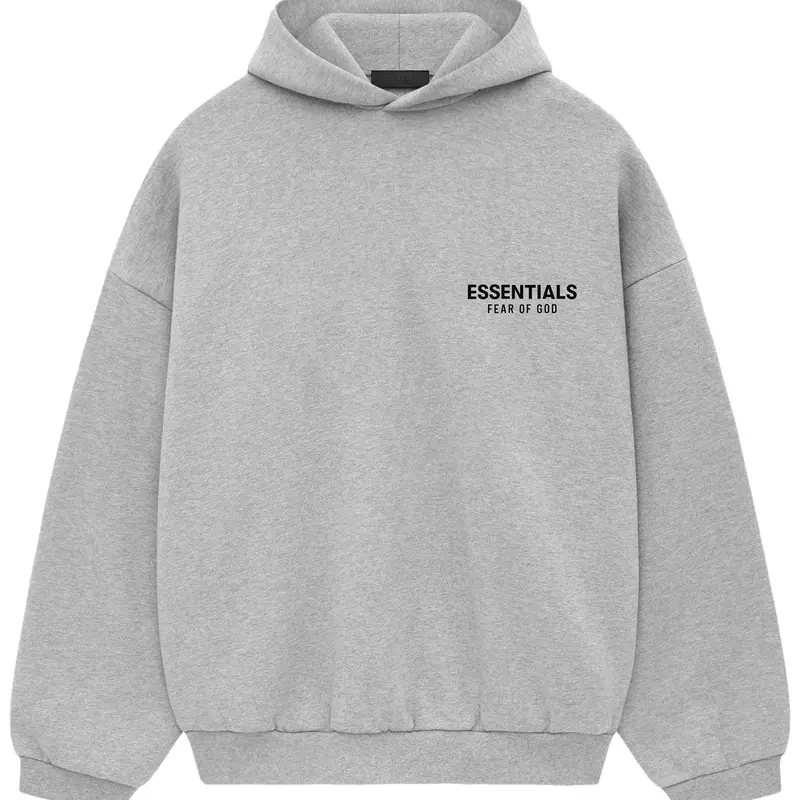 Men's Fear of God Essentials Fleece Hoodie - FW24, Light Grey, Long Sleeve, Casual Brand Clothing, Male Clothing, Sweatshirts, Mens Gifts, Bag-Included New Menswear Top