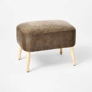 Corallina Upholstered Wooden Ottoman Natural Wood/Dark Brown (KD) - Threshold designed with Studio McGee