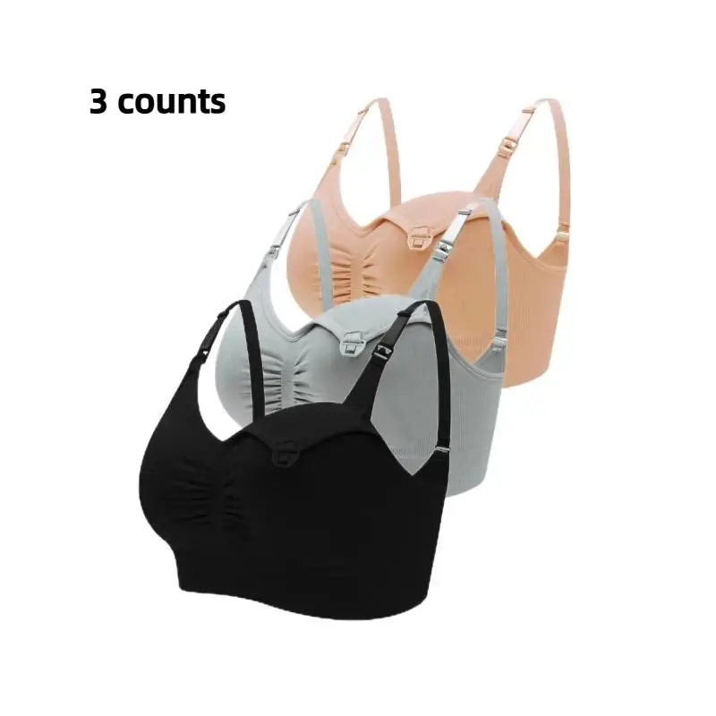Solid Ruched Nursing Bra, Adjustable Straps Removable Bralette for Daily Wear, Summer Outfits 2024, Maternity Bras for Women, Gift for Women, Pregnancy Maternity Bra, Maternity Bras for Breastfeeding