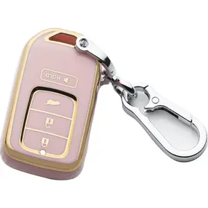 Key Fob Cover Keychain for Honda 2014-2022 HR-V Fit Pilot Odyssey LX EX 4 Buttons Smart Key