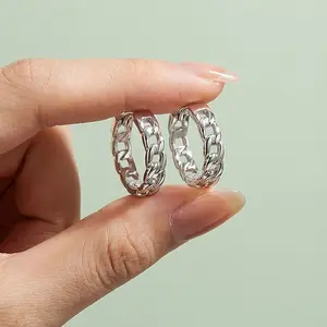 Anti-Tarnish Chain Link Mini Hoop EarringsHypoallergenic For Sensitive Earlobes | Top Birthday Gift for Her & Best Girl Friends! Earrings Luxury