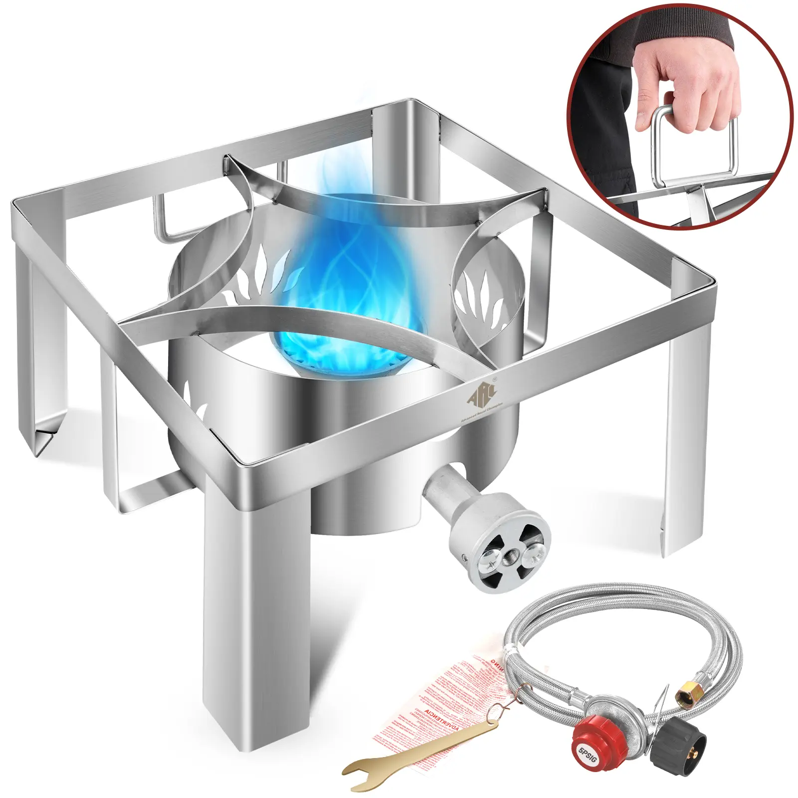 ARC Propane Burner 55,000BTU Stainless Steel Outdoor Gas Stove Burner Cooker for Cooking for Turkey Fry,Homebrewing,Crawfish Boil,and More!