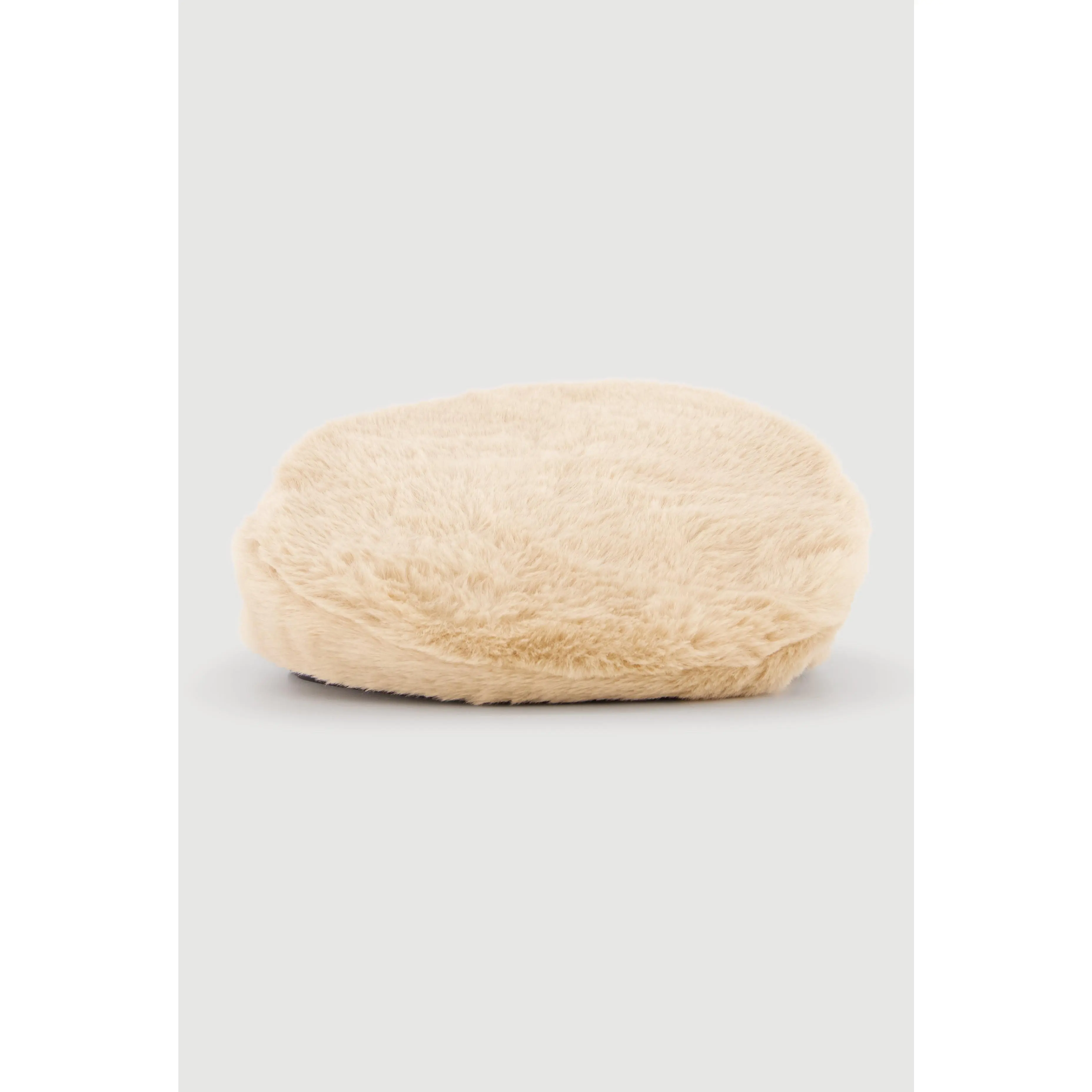Faux Fur Beret with Faux Leather Trim